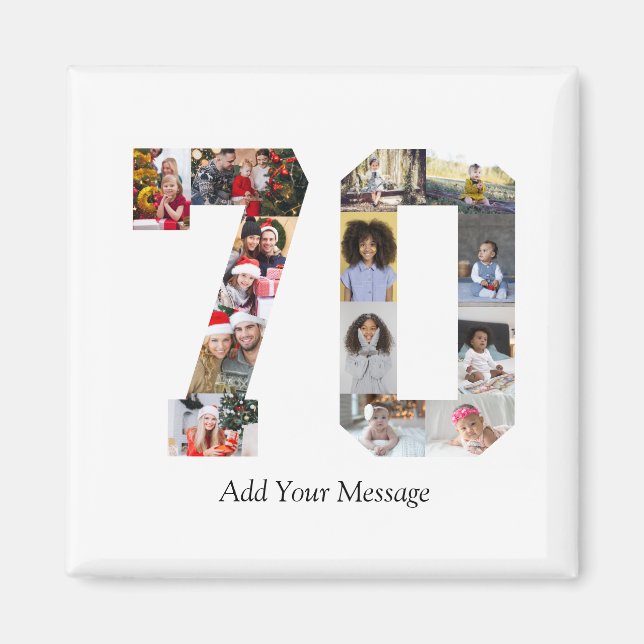 Number 70 Photo Collage Magnet (Front)