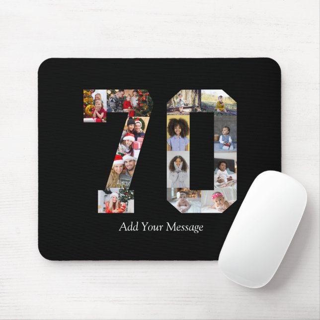 Number 70 Photo Collage Mouse Mat (With Mouse)