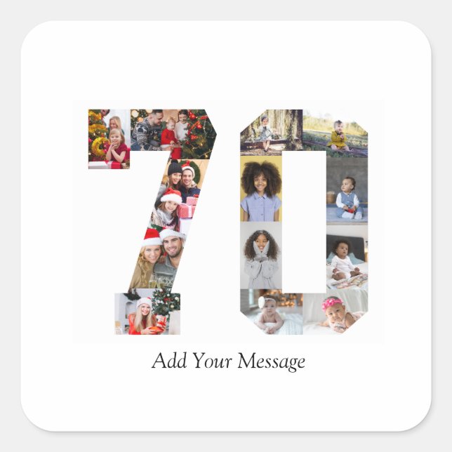 Number 70 Photo Collage Square Sticker (Front)