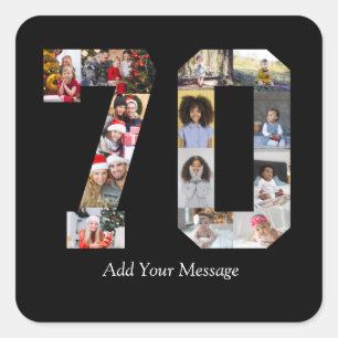 Number 70 Photo Collage Square Sticker