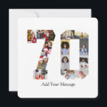 Number 70 Photo Collage Thank You Card<br><div class="desc">This customisable product is where photos are arranged to form the shape of a number. It is often used for milestone celebrations like birthdays, anniversaries, or achievements, allowing users to showcase memorable images within a single, eye-catching display. The designs typically offer spaces for various photo sizes and orientations, ensuring a...</div>