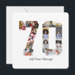 Number 70 Photo Collage Thank You Card<br><div class="desc">This customisable product is where photos are arranged to form the shape of a number. It is often used for milestone celebrations like birthdays, anniversaries, or achievements, allowing users to showcase memorable images within a single, eye-catching display. The designs typically offer spaces for various photo sizes and orientations, ensuring a...</div>