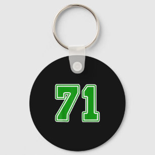 Number 71 green sports team key ring