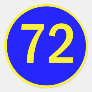number 72 in a circle classic round sticker