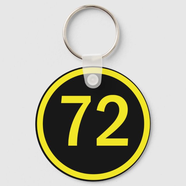 number, 72,  in a circle key ring (Front)