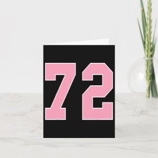 Number 72 Pink Footbyll Bysketbyll Breast Cancer A Card