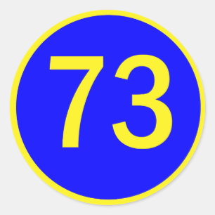 number, 73,  in a circle classic round sticker