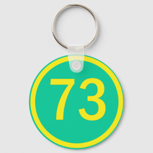 number, 73,  in a circle key ring