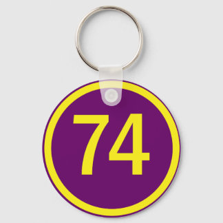 number, 74,  in a circle key ring