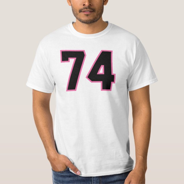 Number #74 Sports Jersey Pink Black Lucky No. T-Shirt (Front)