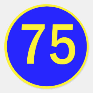 number, 75,  in a circle classic round sticker