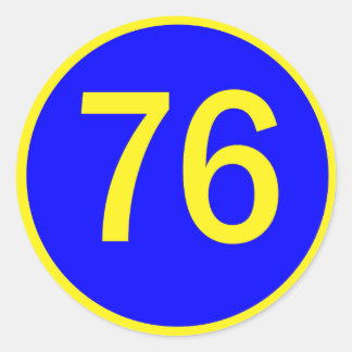 number, 76,  in a circle classic round sticker