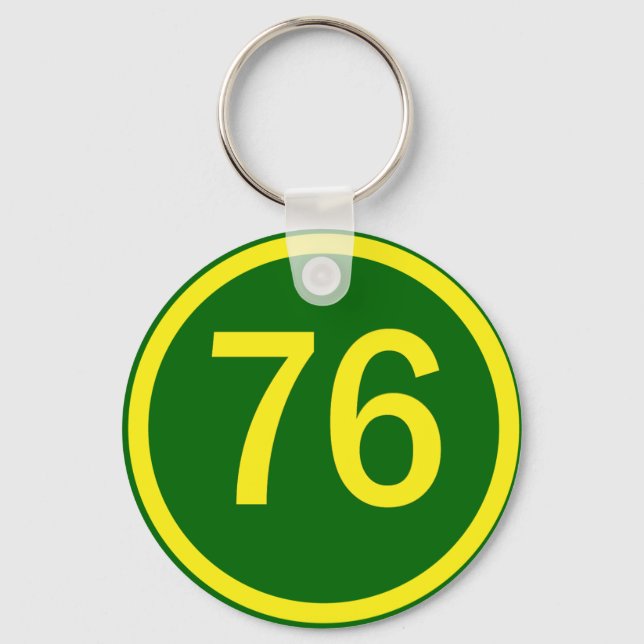 number, 76,  in a circle key ring (Front)