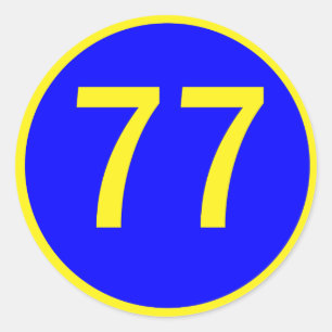 number, 77,  in a circle classic round sticker