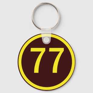 number, 77, in a circle key ring