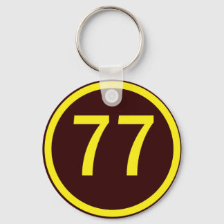 number, 77,  in a circle key ring