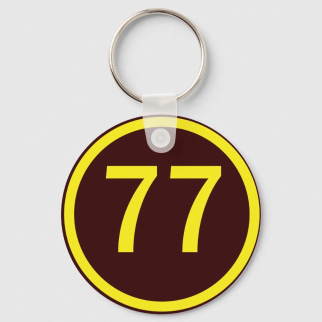 number, 77,  in a circle key ring (Front)