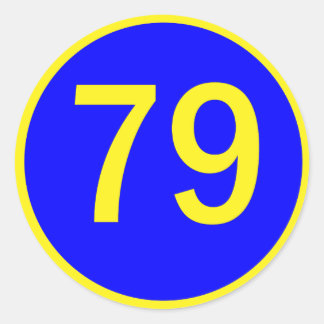 number, 79, in a circle classic round sticker