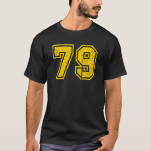 Number 79 Sports Jersey Uniform Fan Athlete Yellow T-Shirt