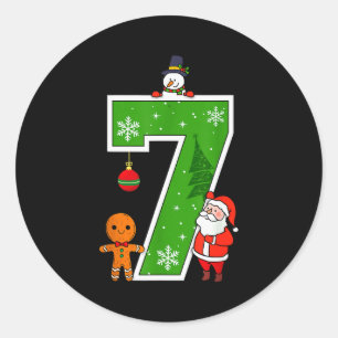 Number 7 67 Meme Couple Pajamas Christmas Matching Classic Round Sticker