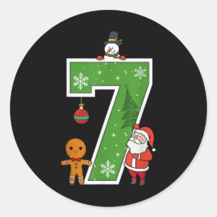 Number 7 67 Meme Couple Pajamas Christmas Matching Classic Round Sticker