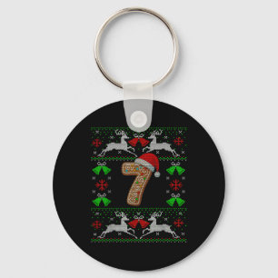 Number 7 67 Meme Funny Ugly Xmas Christmas Sweater Key Ring