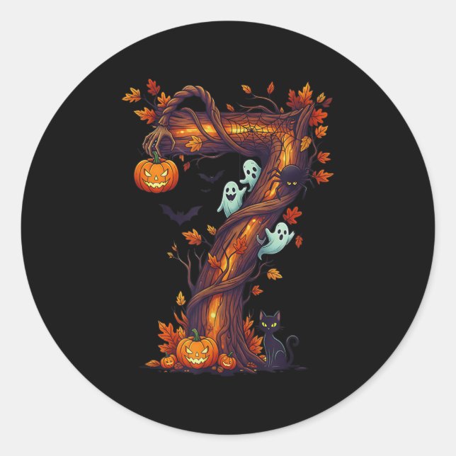 Number 7 67 Meme Halloween Pumpkin Costume Matchin Classic Round Sticker (Front)