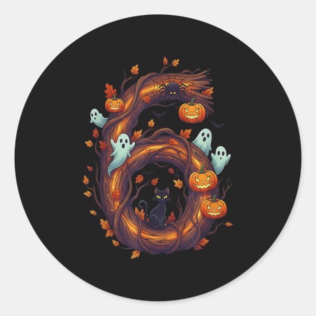 Number 7 67 Meme Halloween Pumpkin Costume Matchin Classic Round Sticker (Front)