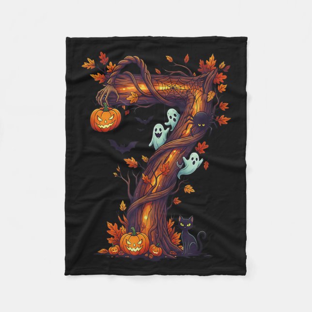 Number 7 67 Meme Halloween Pumpkin Costume Matchin Fleece Blanket (Front)