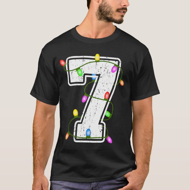 Number 7 7th Birthday Boy Christmas Happy Birthday T-Shirt (Front)