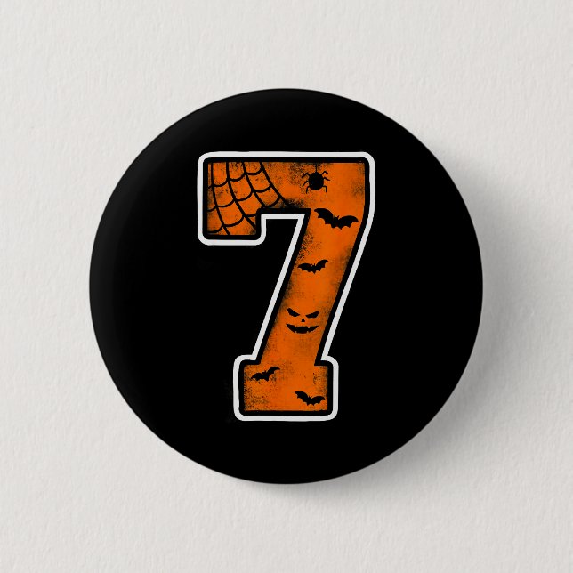 Number 7 7th Birthday Boy Seven Halloween Happy Bi 6 Cm Round Badge (Front)