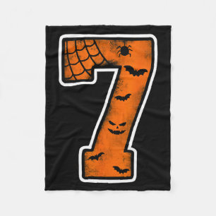 Number 7 7th Birthday Boy Seven Halloween Happy Bi Fleece Blanket