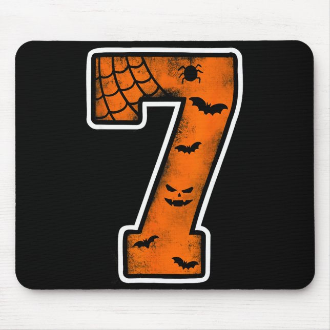 Number 7 7th Birthday Boy Seven Halloween Happy Bi Mouse Mat (Front)