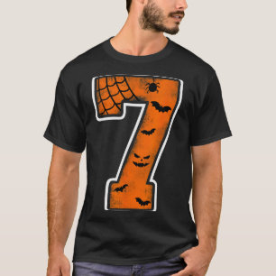 Number 7 7th Birthday Boy Seven Halloween Happy Bi T-Shirt