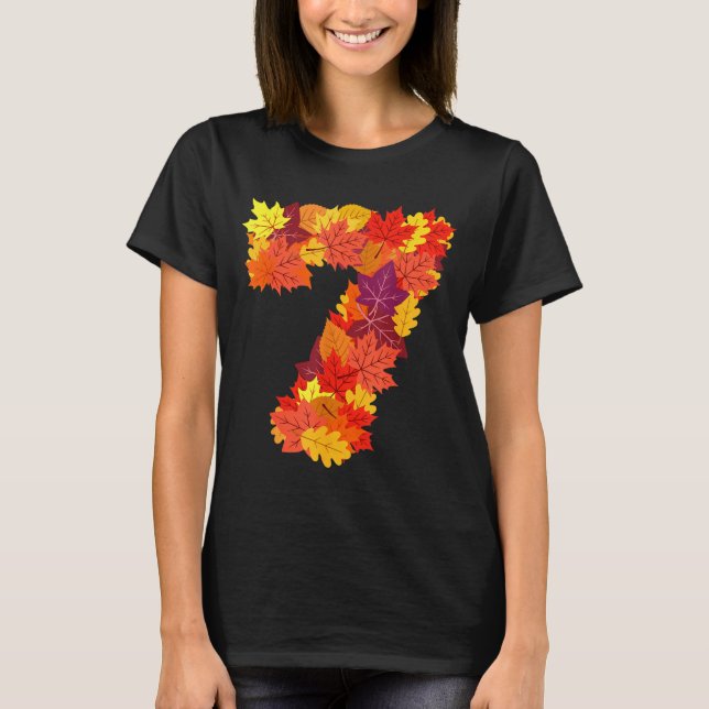 Number 7 7th Birthday Seven Thanksgiving Fall Happ T-Shirt (Front)