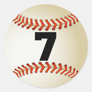 Number 7 Baseball Classic Round Sticker