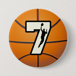 Number 7 Basketball and Player 7.5 Cm Round Badge