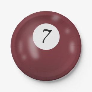 Number 7 billiard ball paper plate