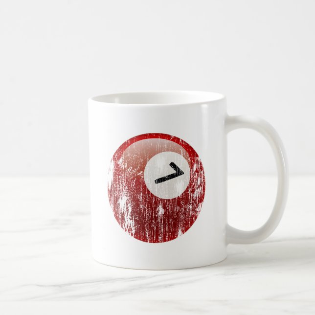NUMBER 7 BILLIARDS BALL - ERODED AND AGED COFFEE MUG (Right)