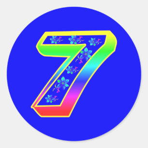 Number 7 Birthday Flower Stickers