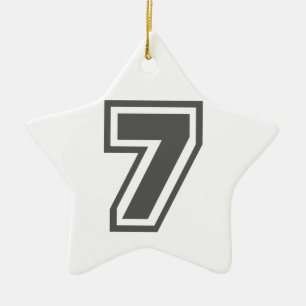 Number 7 ceramic tree decoration