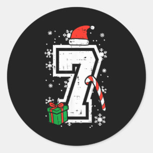 Number 7 Christmas 6 7 Xmas Matching 67 Meme Men W Classic Round Sticker