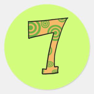 Number 7 classic round sticker