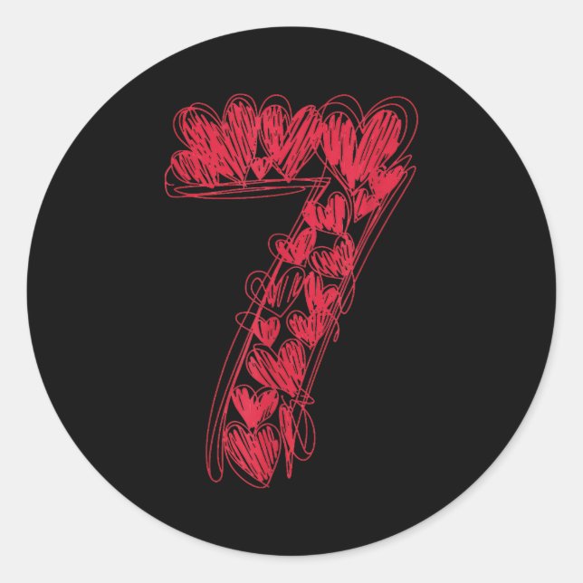 Number 7 - Cute 67 Matching Valentine  Classic Round Sticker (Front)