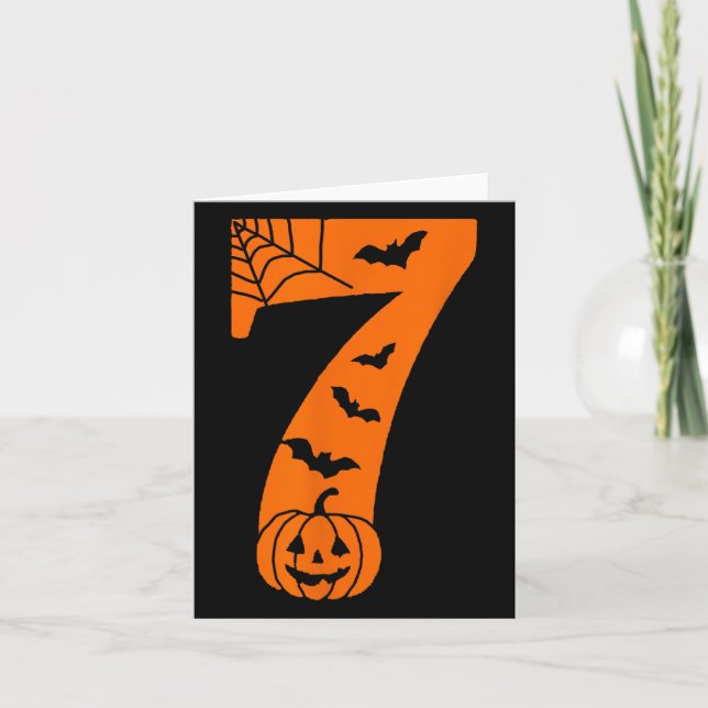 Number 7 Funny Meme Saying 6 7 Six Seven Halloween Card (Front)