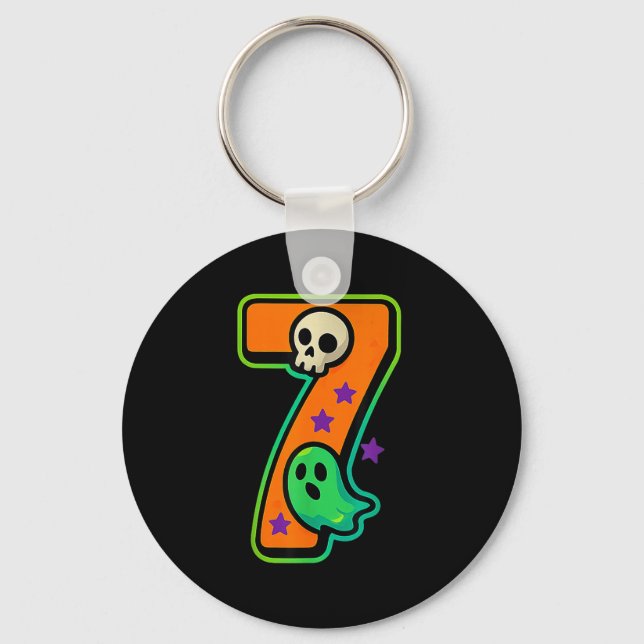 Number 7 Funny Meme Saying 6 7 Six Seven Halloween Key Ring (Front)