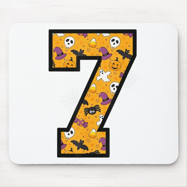 Number 7 Funny Meme Saying 6 7 Six Seven Halloween Mouse Mat (Front)