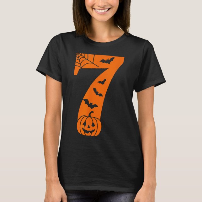 Number 7 Funny Meme Saying 6 7 Six Seven Halloween T-Shirt (Front)