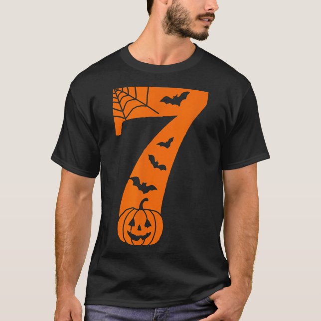 Number 7 Funny Meme Saying 6 7 Six Seven Halloween T-Shirt (Front)