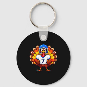 Number 7 Funny Thanksgiving Football Turkey Men Wo Key Ring